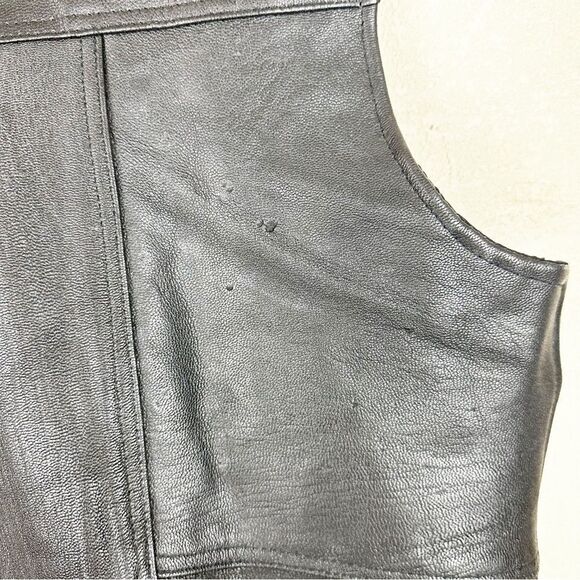 Genuine Leather Snap Vest Size XXL Mens Motorcycle Blank - Picture 6 of 7